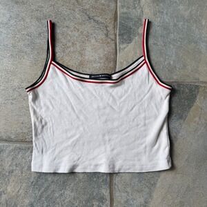 Brandy Melville White Contrast Trim Crop Top Y2K Revival 90s Sporty‎ Camisole